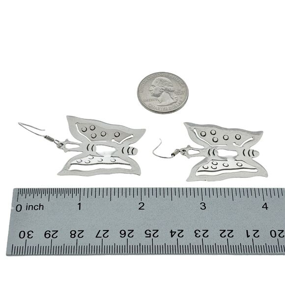 Vintage Sterling Silver 925 3D Cut Out Butterfly Earrings - Picture 7 of 7